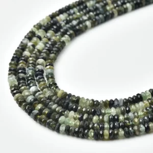 Green Tourmaline Natural 2x4mm Faceted Rondelle Beads 15.5 Inch Full Strand Gemstone Supply PRP1226