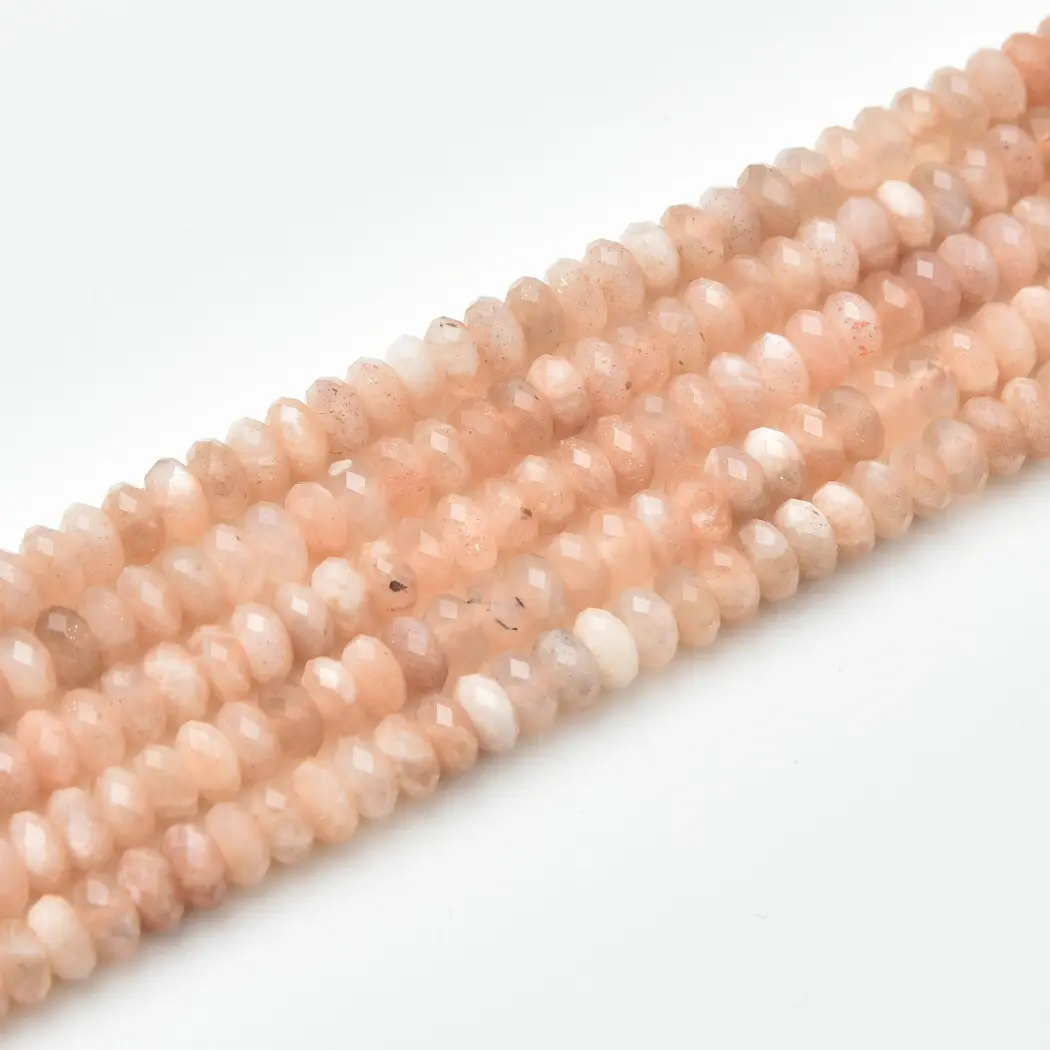 Sunstone Natural 2x4mm Faceted Rondelle Beads Sparkling Peach Orange Gemstone Full 15.5 Inch Strand PRP1227 - Image 3