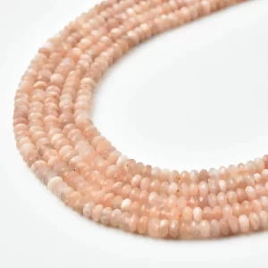 Sunstone Natural 2x4mm Faceted Rondelle Beads Sparkling Peach Orange Gemstone Full 15.5 Inch Strand PRP1227