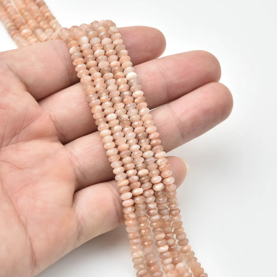 Sunstone Natural 2x4mm Faceted Rondelle Beads Sparkling Peach Orange Gemstone Full 15.5 Inch Strand PRP1227 - Image 2