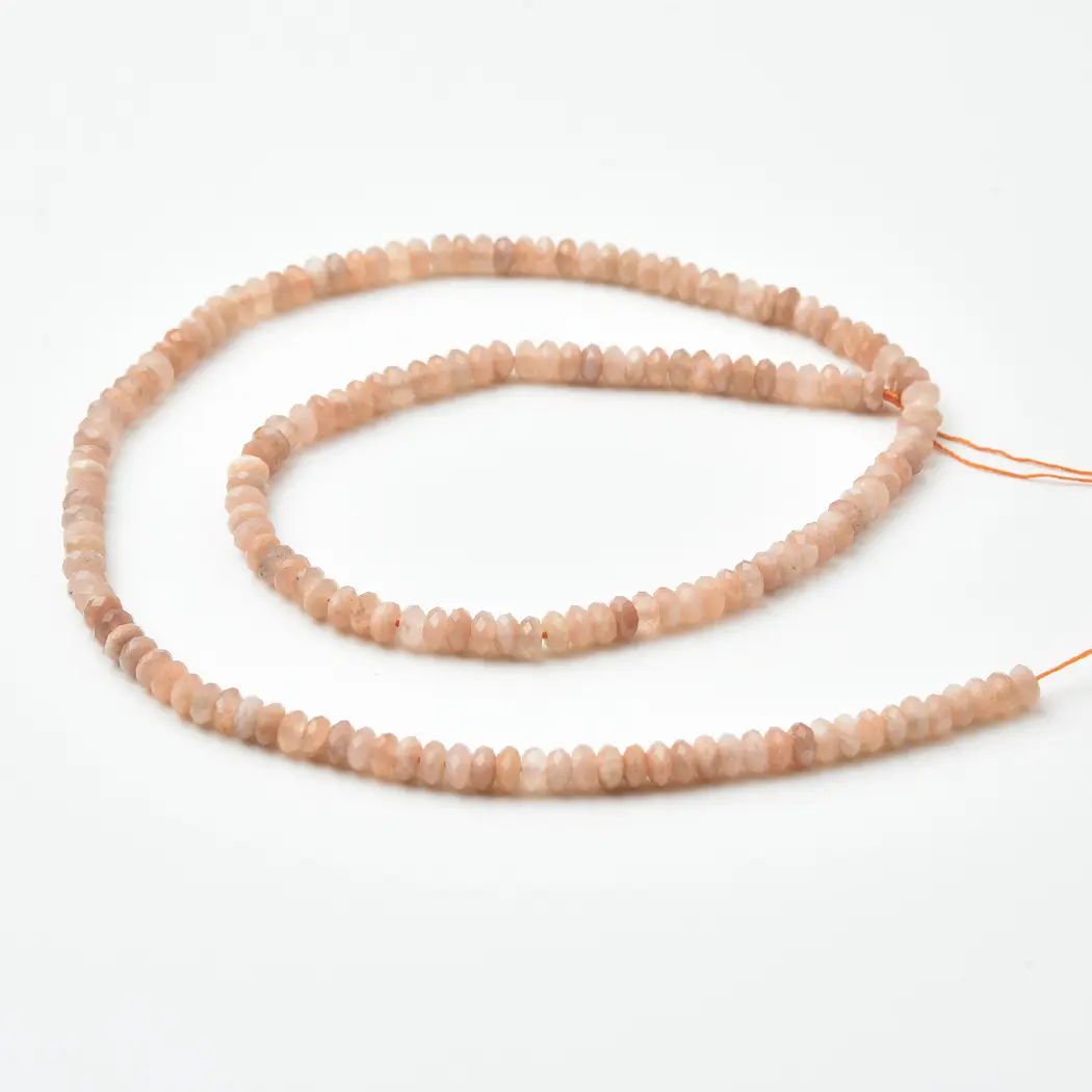 Sunstone Natural 2x4mm Faceted Rondelle Beads Sparkling Peach Orange Gemstone Full 15.5 Inch Strand PRP1227 - Image 4