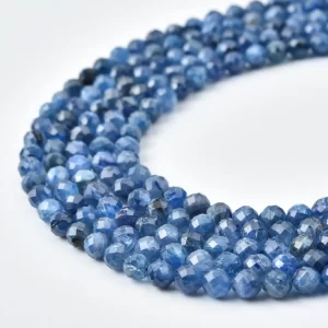 Kyanite Natural AAA Blue 4mm Micro Faceted Round Beads 15.5 Inch Full Strand Gemstone PRP1228