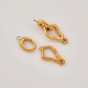 Stainless Steel Clasp, Gold Filled Irregular Oval Hook Clasp for DIY Jewelry Making Necklace Bracelet Chain Jewelry Findings, SCL006