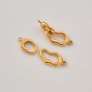 Stainless Steel Clasp, Gold Filled Organic Oval Toggle Clasp for DIY Jewelry Making Necklace Bracelet Chain Jewelry Findings, SCL007