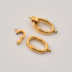 Stainless Steel Oval Clasp, Gold Filled Jewelry Closure Connector, Oval Hook Clasp for Bracelet Necklace DIY Jewelry Making, SCL008
