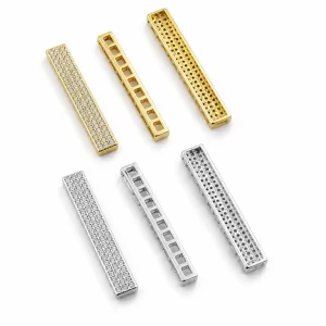 Gold Filled CZ Multi-Strand Separator Bar, Crystal Beaded Connector, Jewelry Making Finding, Bracelet & Necklace Spacer Bar, 38x5mm, SP054