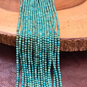 Blue Green Matrix Turquoise Round Beads, 3.5mm Small Gemstone Spacer Beads for Jewelry Making, TUQ125