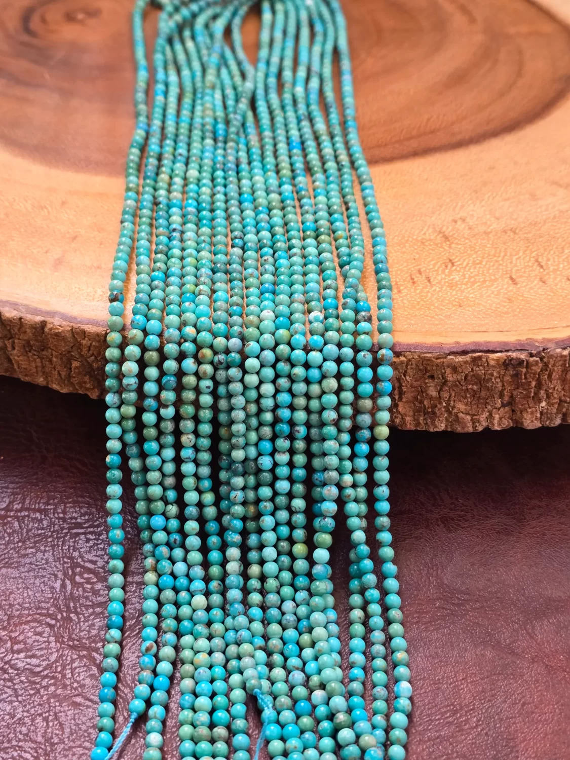 Blue Green Matrix Turquoise Round Beads, 3.5mm Small Gemstone Spacer Beads for Jewelry Making, TUQ125