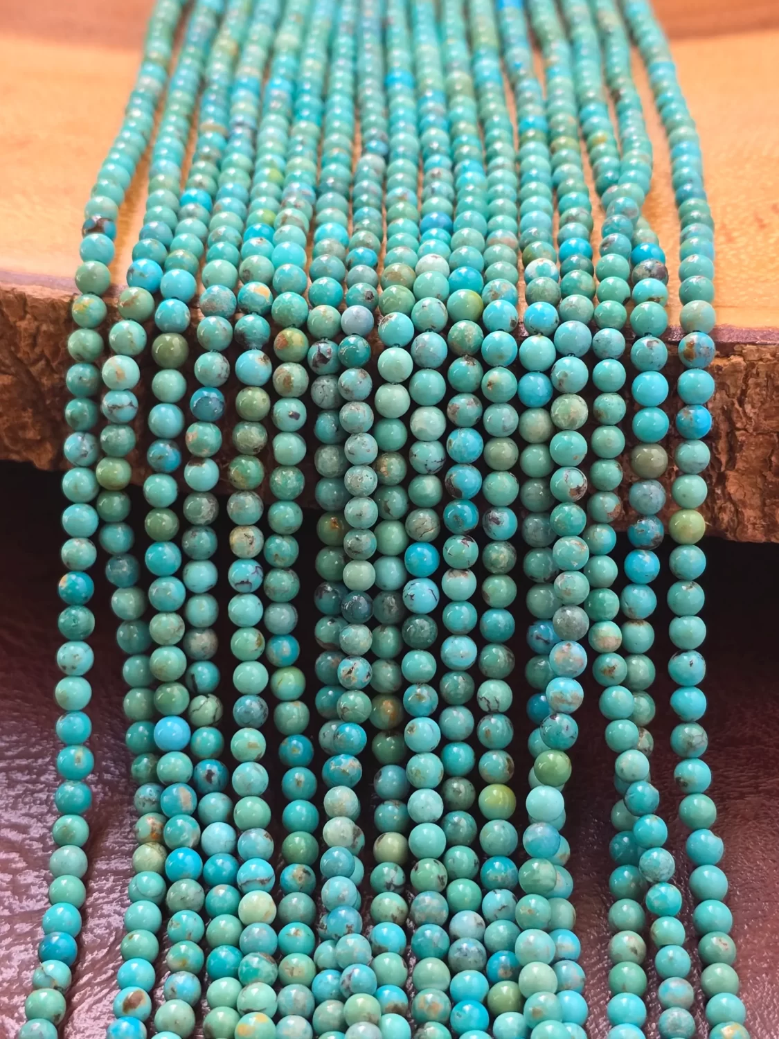 Blue Green Matrix Turquoise Round Beads, 3.5mm Small Gemstone Spacer Beads for Jewelry Making, TUQ125 - Image 2