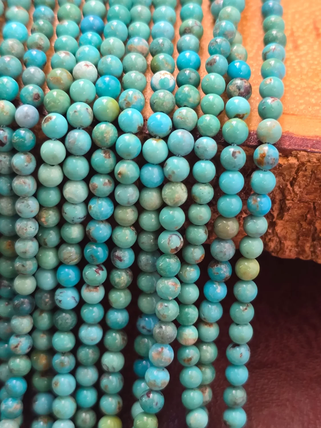 Blue Green Matrix Turquoise Round Beads, 3.5mm Small Gemstone Spacer Beads for Jewelry Making, TUQ125 - Image 4