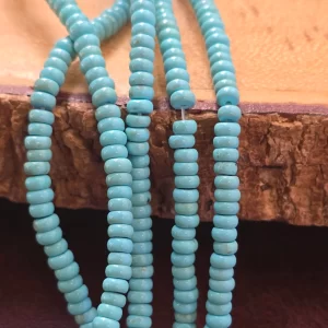 Kingman Style Turquoise Beads 4mm, Smooth Rondelle Heishi Spacer Beads, 15.5 Inch Full Strand for Jewelry Making, TUQ126