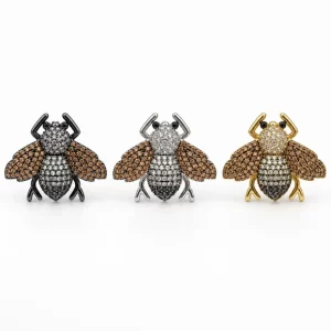 Gold Filled Bee Brooch, Rhinestone Bumblebee Pin, Sparkling Crystal Insect Jewelry, Nature Lover Gift for Her, Statement Pin, BD193