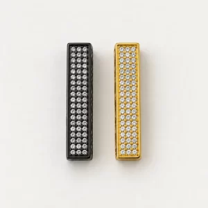 Gold Filled Rectangular Bar Beads, Pave Rhinestone Spacer Beads, Geometric Tube Beads for Jewelry Making, Decorative Bead Findings, BD197