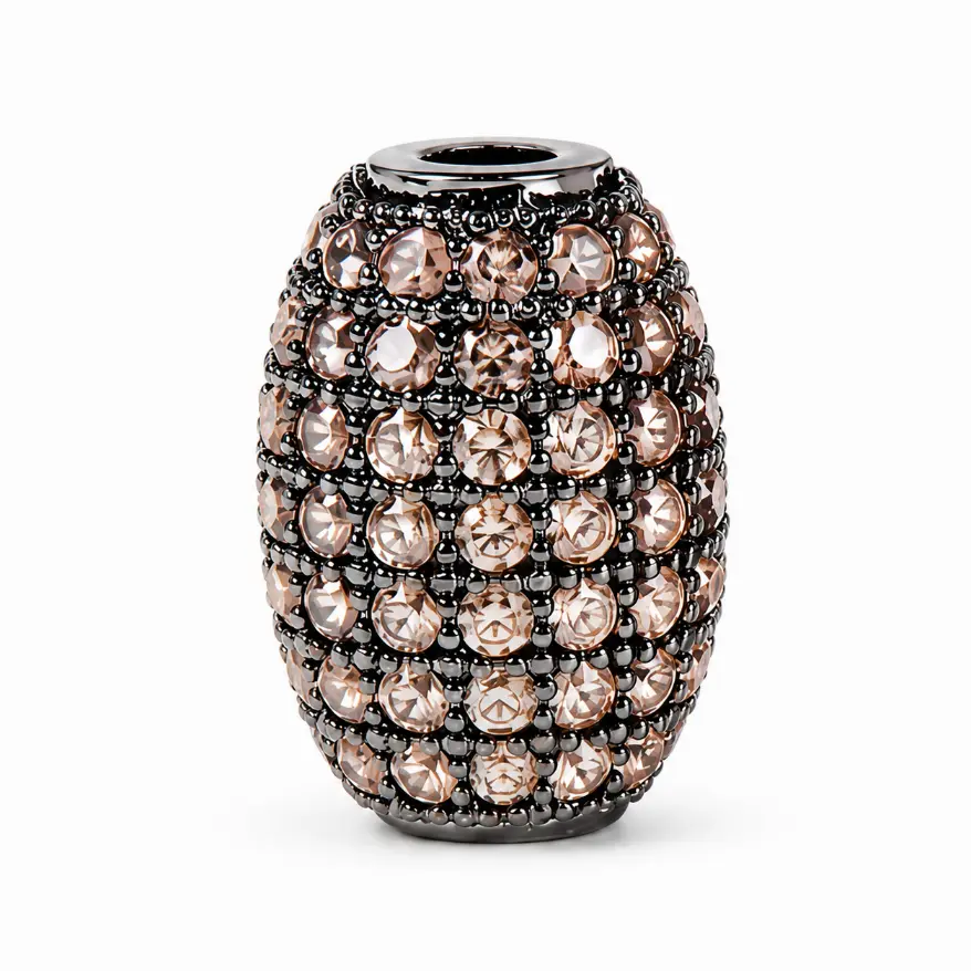 Gold Filled Beaded Barrel Spacer Bead, Black Crystal Rhinestone Tube Bead, Rondelle Spacer for Bracelet & Necklace Jewelry Making, BD620A - Image 2