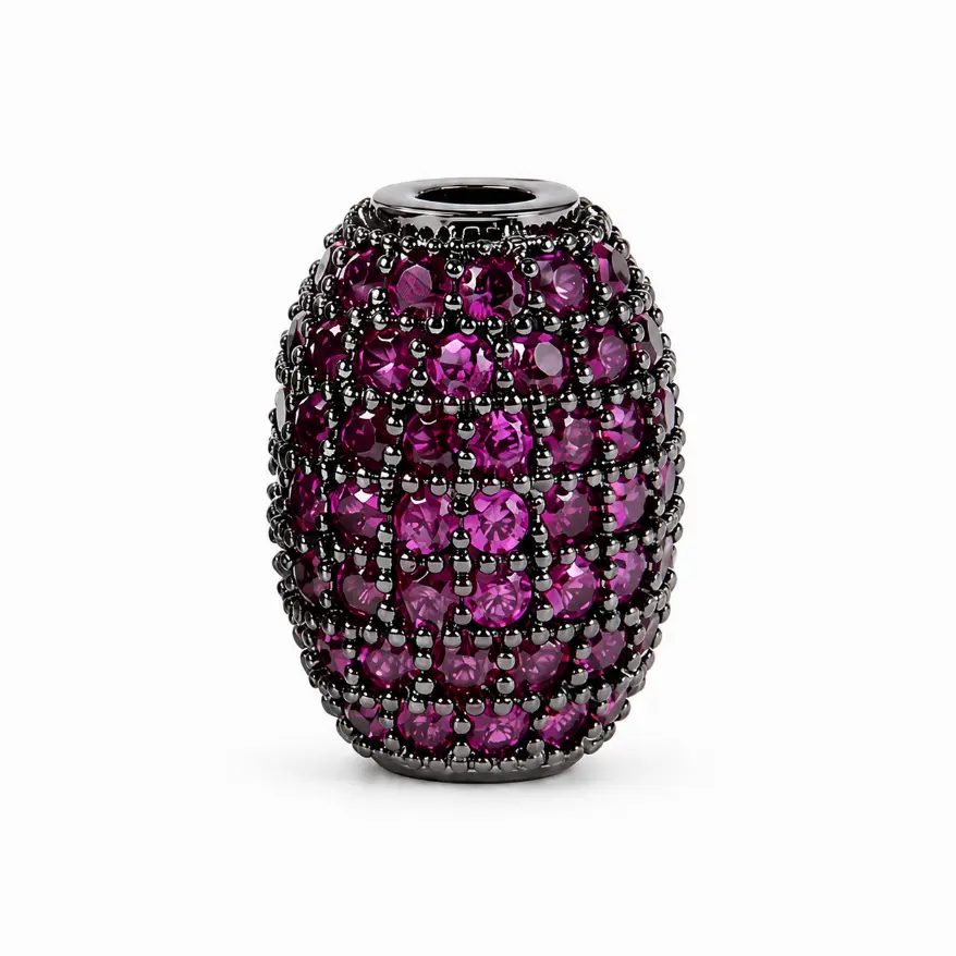 Gold Filled Beaded Barrel Spacer Bead, Black Crystal Rhinestone Tube Bead, Rondelle Spacer for Bracelet & Necklace Jewelry Making, BD620A - Image 5