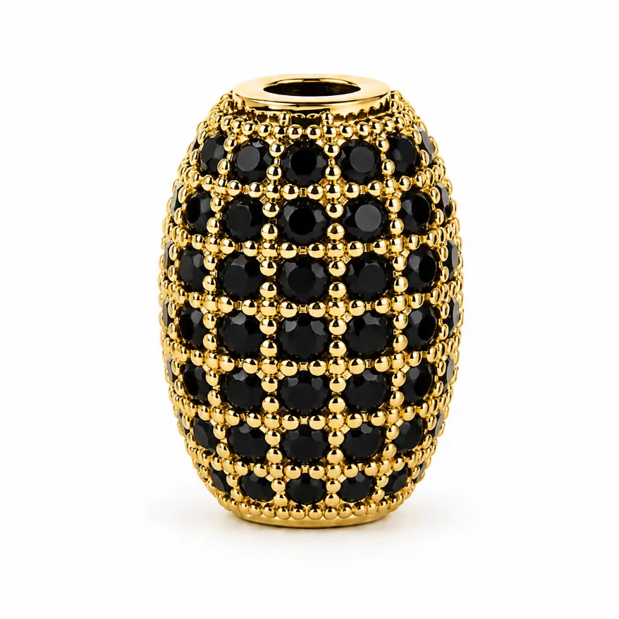 Gold Filled Beaded Barrel Spacer Bead, Black Crystal Rhinestone Tube Bead, Rondelle Spacer for Bracelet & Necklace Jewelry Making, BD620A - Image 7
