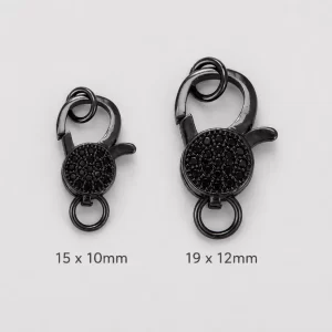 Black Pave CZ Lobster Clasp, Black Crystal Rhinestone Jewelry Clasp, Bracelet Necklace Making Finding, Jewelry Making Supply, CL300