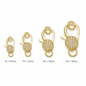 Gold Filled CZ Lobster Clasp, Pave Crystal Clasp Connector, Rhinestone Jewelry Clasp, Bracelet Necklace Finding, Jewelry Making Supply CL300