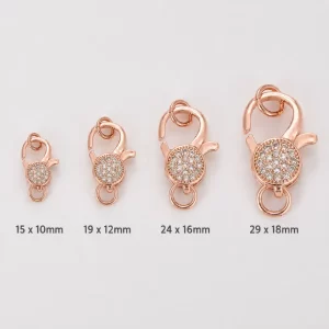 Rose Gold Pave CZ Lobster Clasp, Clear Crystal Rhinestone Jewelry Clasp, Bracelet Necklace Making Finding, Jewelry Making Supply, CL300