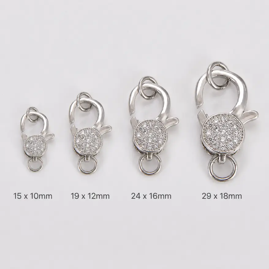 Silver Pave CZ Lobster Clasp, Crystal Rhinestone Jewelry Making Clasp, Necklace Bracelet Finding, Jewelry Making Supply, CL300
