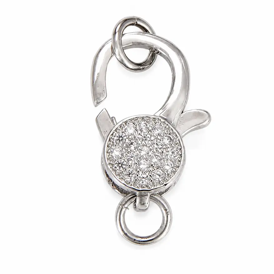 Silver Pave CZ Lobster Clasp, Crystal Rhinestone Jewelry Making Clasp, Necklace Bracelet Finding, Jewelry Making Supply, CL300 - Image 2
