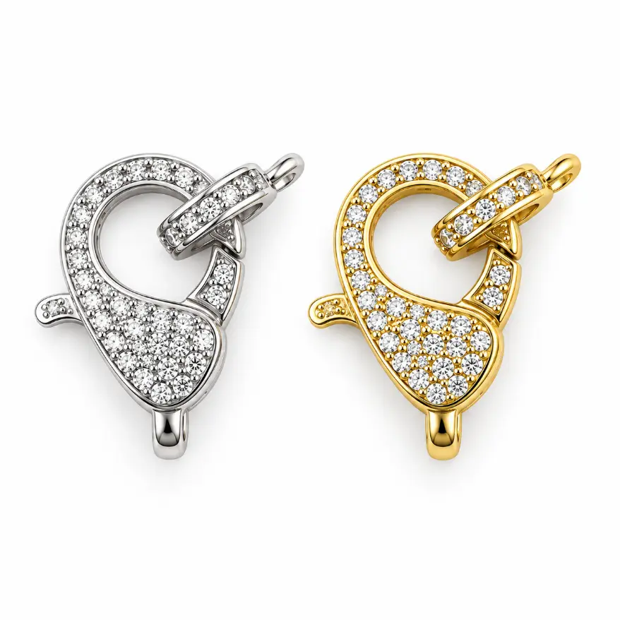Gold Filled CZ Lobster Clasp, Small Pave Rhinestone Jewelry Connector, Decorative Trigger Clasp for DIY Bracelets and Necklaces, CL461S