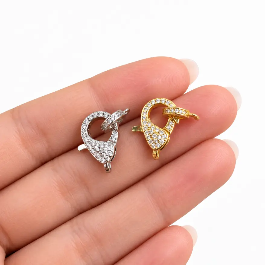 Gold Filled CZ Lobster Clasp, Small Pave Rhinestone Jewelry Connector, Decorative Trigger Clasp for DIY Bracelets and Necklaces, CL461S - Image 2