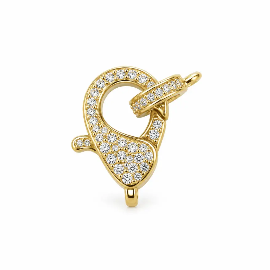Gold Filled CZ Lobster Clasp, Small Pave Rhinestone Jewelry Connector, Decorative Trigger Clasp for DIY Bracelets and Necklaces, CL461S - Image 3