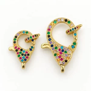Gold Filled Colored CZ Lobster Clasp, Multicolor Pave Rhinestone Trigger Clasp, Jewelry Connector for Bracelets and Necklaces, CL461