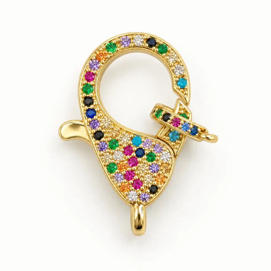 Gold Filled Colored CZ Lobster Clasp, Multicolor Pave Rhinestone Trigger Clasp, Jewelry Connector for Bracelets and Necklaces, CL461 - Image 3