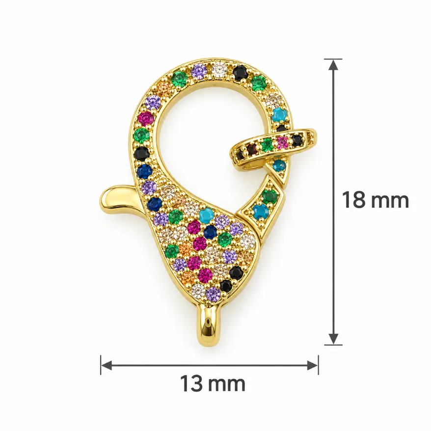 Gold Filled Colored CZ Lobster Clasp, Multicolor Pave Rhinestone Trigger Clasp, Jewelry Connector for Bracelets and Necklaces, CL461 - Image 4