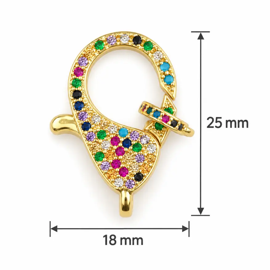 Gold Filled Colored CZ Lobster Clasp, Multicolor Pave Rhinestone Trigger Clasp, Jewelry Connector for Bracelets and Necklaces, CL461 - Image 5