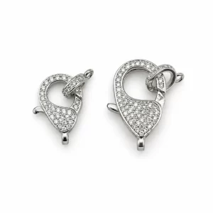 Silver CZ Lobster Clasp, Pave Rhinestone Trigger Clasp, Sparkling Jewelry Connector for Bracelets and Necklaces, DIY Jewelry Supply, CL461