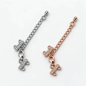 2 Strand Pave CZ T Bar Toggle Clasp, Double Strand Necklace Bracelet Clasp, Jewelry Making Finding, Jewelry Connector, CL634