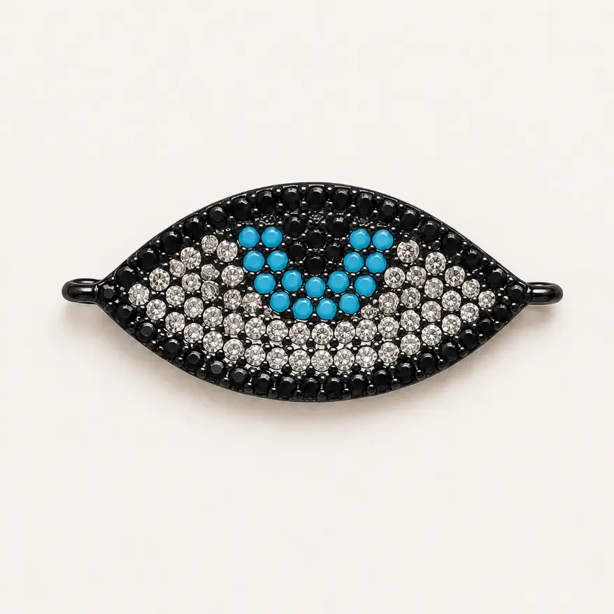 Gold Filled Evil Eye Connector, Pave CZ Nazar Eye Link, Turquoise Crystal Connector for Bracelet Necklace DIY Jewelry Making, CN167 - Image 4