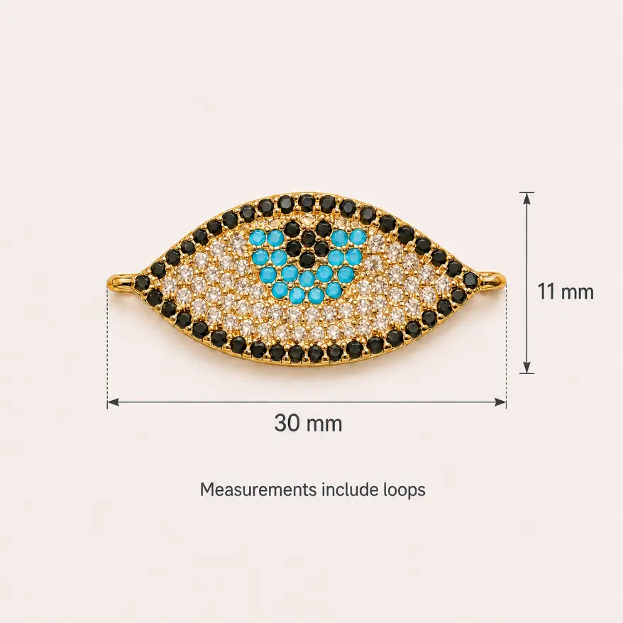 Gold Filled Evil Eye Connector, Pave CZ Nazar Eye Link, Turquoise Crystal Connector for Bracelet Necklace DIY Jewelry Making, CN167 - Image 7