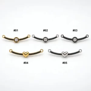Gold Filled Pave Crystal Connector Bar, Heart Link, Black CZ Spacer for Bracelet Necklace DIY Jewelry Making Supplies, Jewelry Link, CN524