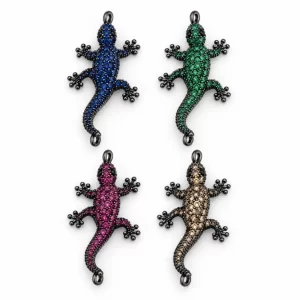 Lizard CZ Connector, Colorful Rhinestone Lizard Link Charm for Bracelet Necklace DIY Jewelry Making, Reptile Jewelry Supply, CN526