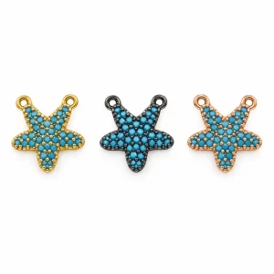 Gold Filled Starfish Connector, Blue Crystal Starfish Link Charm for Bracelet Necklace DIY Jewelry Making Supplies, Ocean Jewelry, CN527