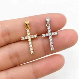Gold Filled CZ Cross Charm, Crystal Cross Pendant, Religious Charm for DIY Necklace Bracelet Making, Christian Jewelry Supply, CP131