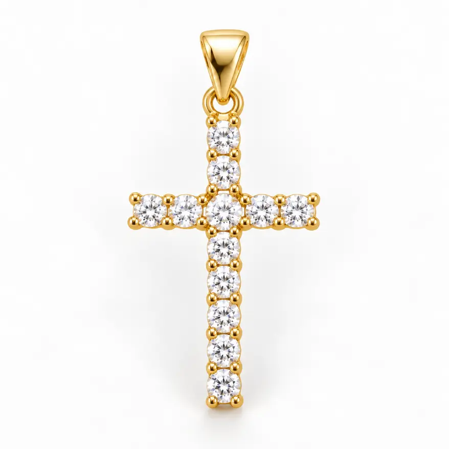 Gold Filled CZ Cross Charm, Crystal Cross Pendant, Religious Charm for DIY Necklace Bracelet Making, Christian Jewelry Supply, CP131 - Image 2