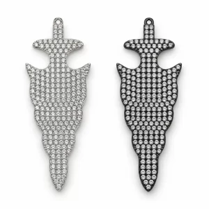 Pave CZ Spike Pendant, Crystal Spike Charm, Dagger Style Pendant for Necklace Bracelet DIY Jewelry Making Supplies, Jewelry Bead, CP2531