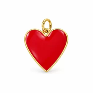Gold Filled Red Heart Enamel Charm, Red Enamel Heart Pendant Charm for Necklace Bracelet DIY Jewelry Making, Heart Jewelry Charm, CP2532