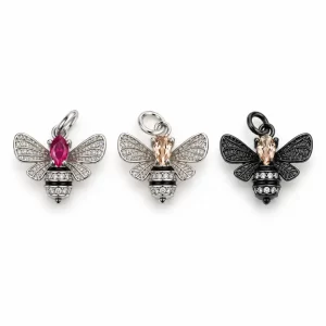 Pave CZ Bee Charm, Crystal Honey Bee Pendant, Bumblebee Charm for Necklace Bracelet DIY Jewelry Making, Insect Jewelry Charm, CP2533
