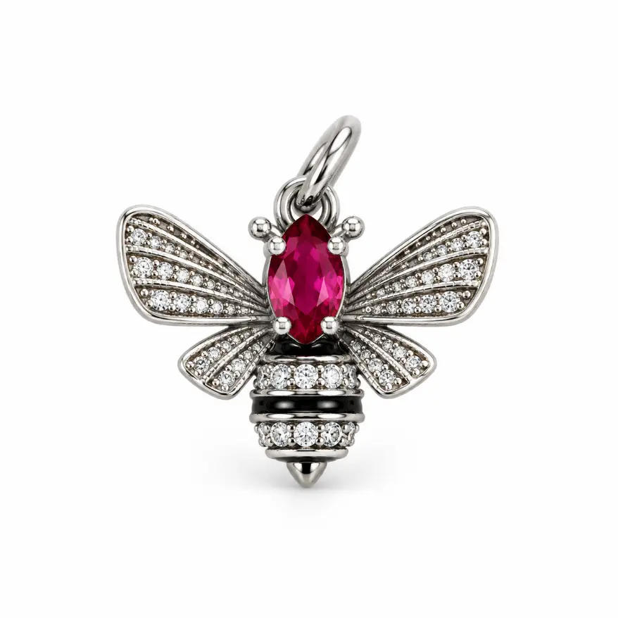 Pave CZ Bee Charm, Crystal Honey Bee Pendant, Bumblebee Charm for Necklace Bracelet DIY Jewelry Making, Insect Jewelry Charm, CP2533 - Image 3