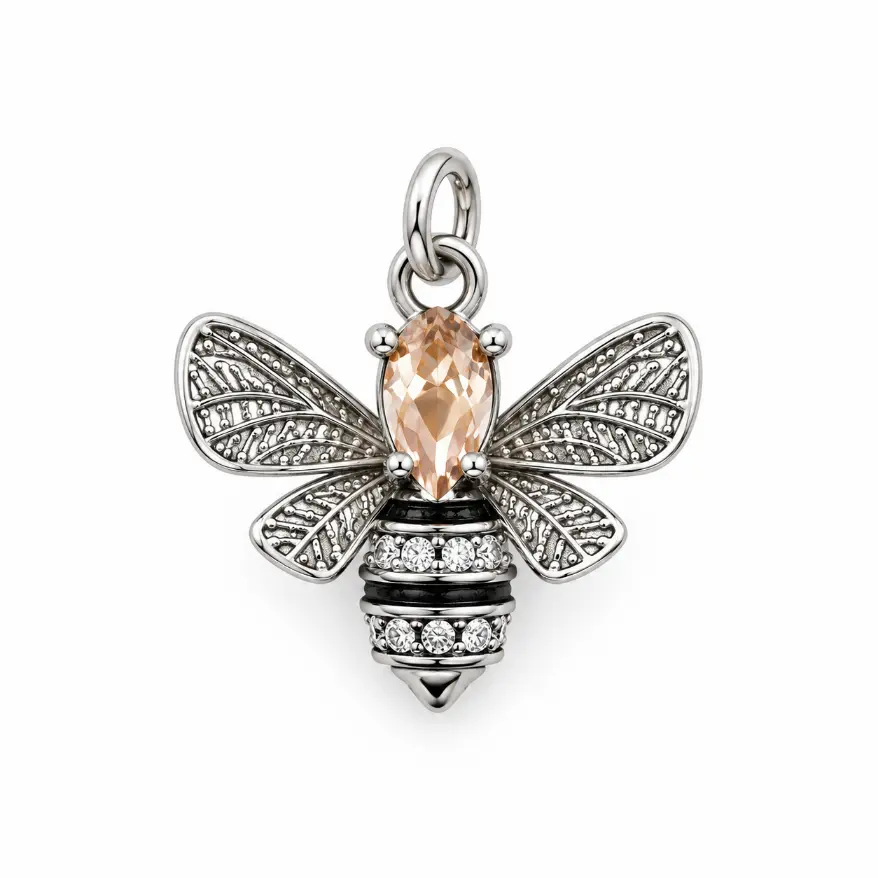 Pave CZ Bee Charm, Crystal Honey Bee Pendant, Bumblebee Charm for Necklace Bracelet DIY Jewelry Making, Insect Jewelry Charm, CP2533 - Image 4