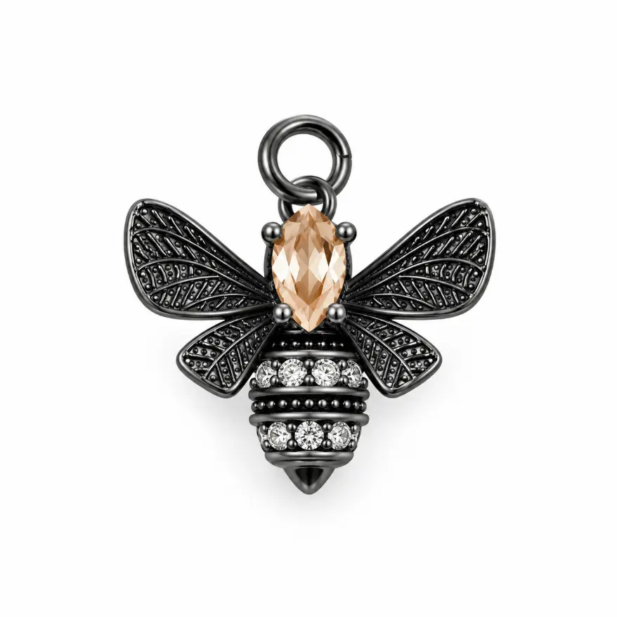 Pave CZ Bee Charm, Crystal Honey Bee Pendant, Bumblebee Charm for Necklace Bracelet DIY Jewelry Making, Insect Jewelry Charm, CP2533 - Image 5