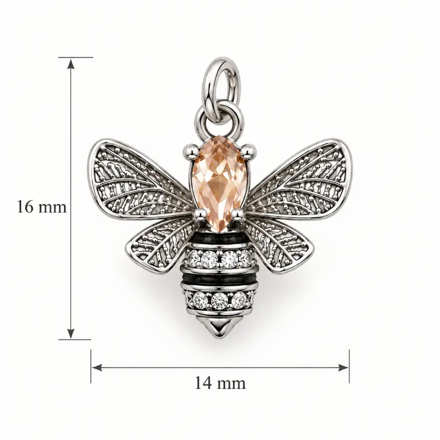 Pave CZ Bee Charm, Crystal Honey Bee Pendant, Bumblebee Charm for Necklace Bracelet DIY Jewelry Making, Insect Jewelry Charm, CP2533 - Image 6