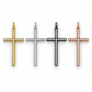 Gold Filled CZ Cross Charm, Crystal Cross Pendant, Christian Religious Charm for DIY Necklace Bracelet Jewelry Making Supply, CP436