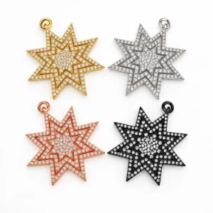 Gold Filled Starburst Pendant Charm, Pave CZ Star Connector, Celestial Star Link, Rhinestone Jewelry Making Supply, Necklace Charm, CP448